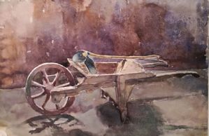 Pirovano Isabella Pavia 1890 -1976 Milano I° 900 acquarelli su carta raffigurante cariola cm.27 x 19